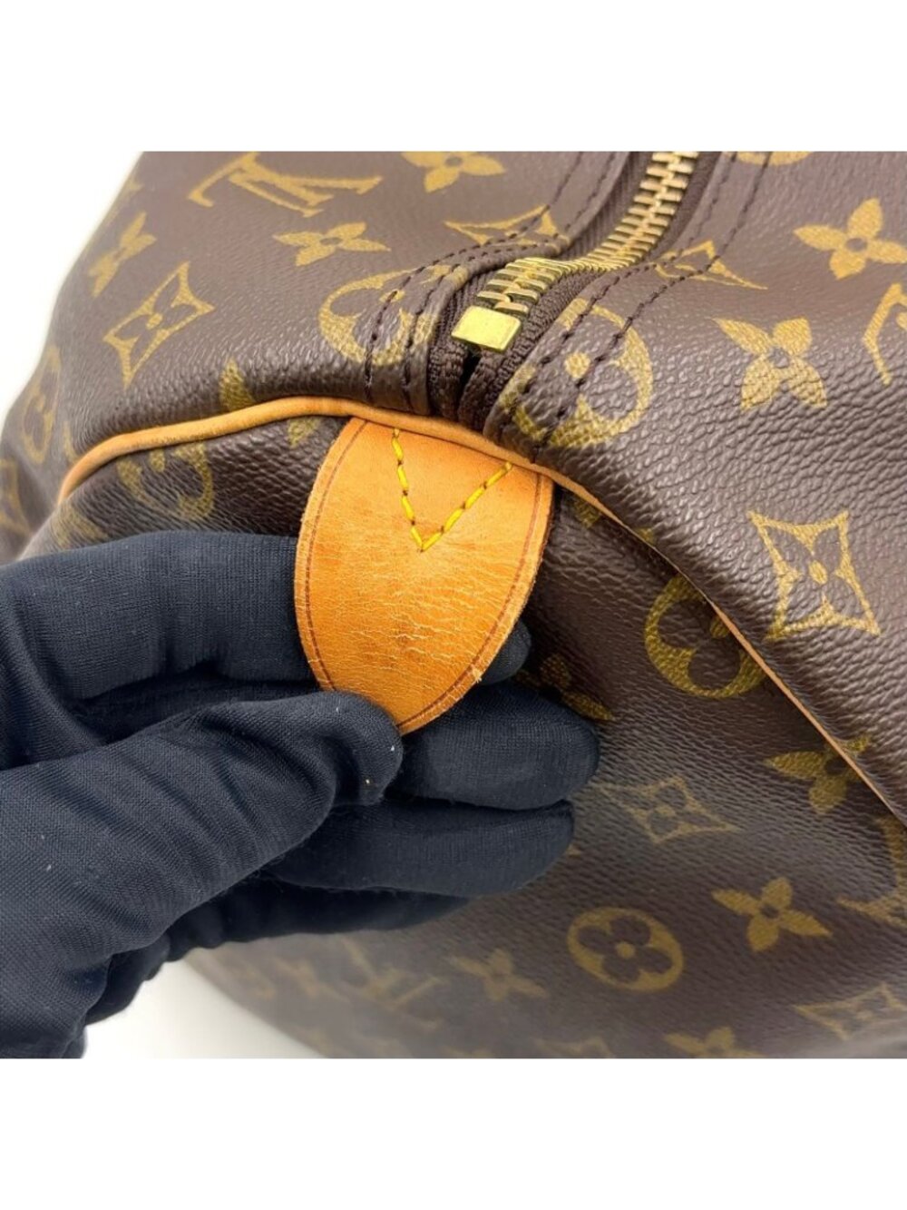 Louis Vuitton Keepall 50 Monogram Leather Brown Boston Bag Gold - Picture 10 of 15